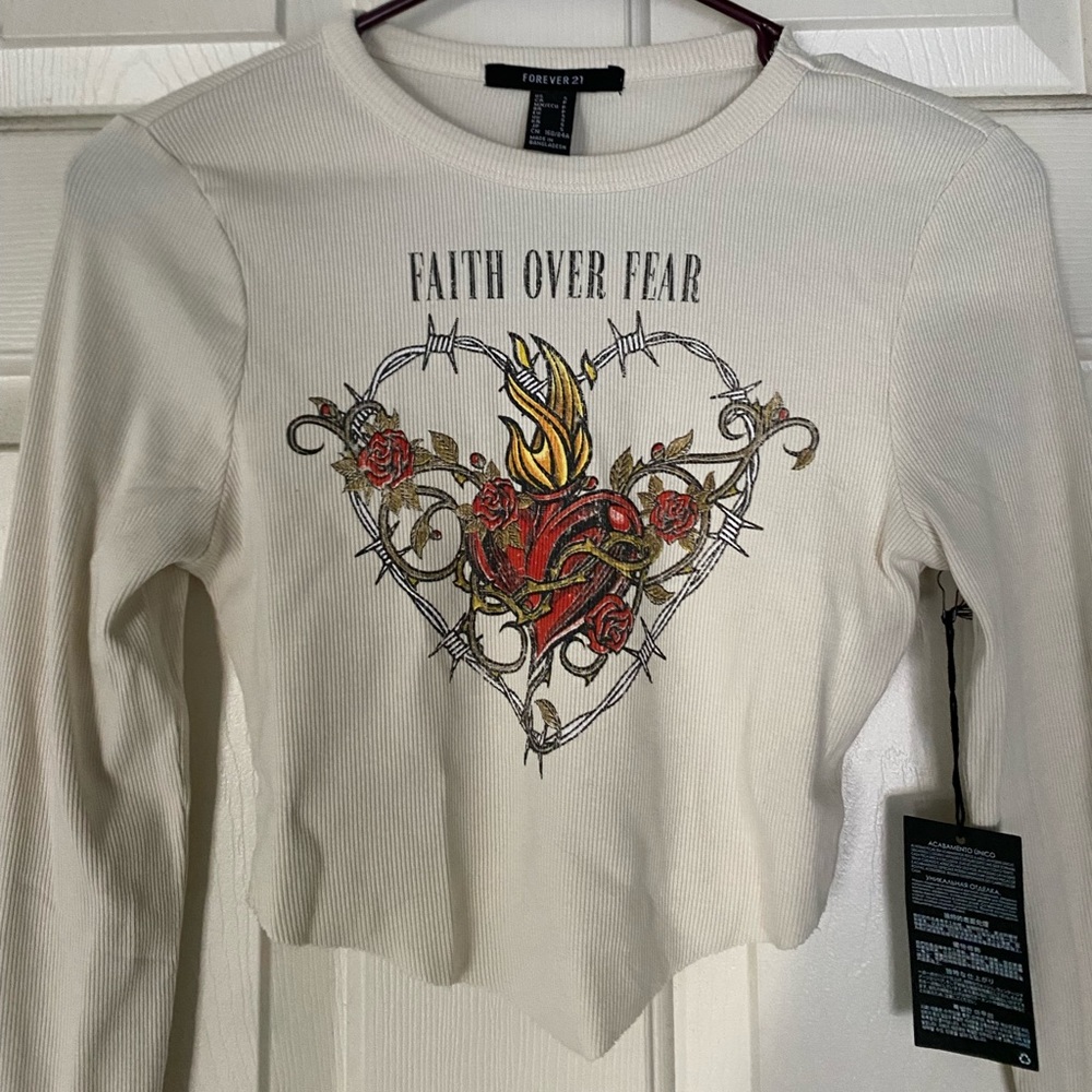 Faith over Fear Ribbed Crop Top